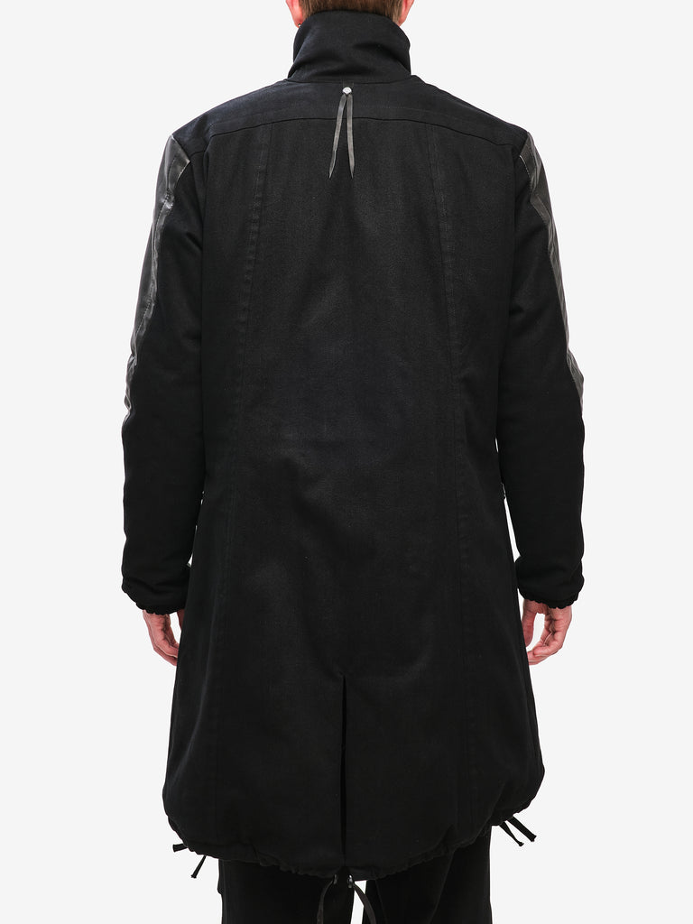 Cargo Winter Jacket with Leather Sleeves