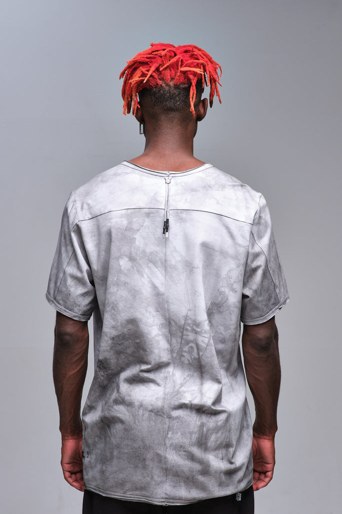 Hand-dyed t-shirt with mushrooms print