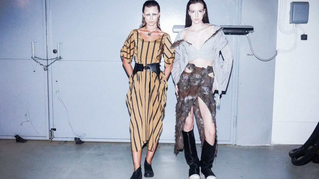 Cotton skirt with slits and fringe Hand-dyed fabric