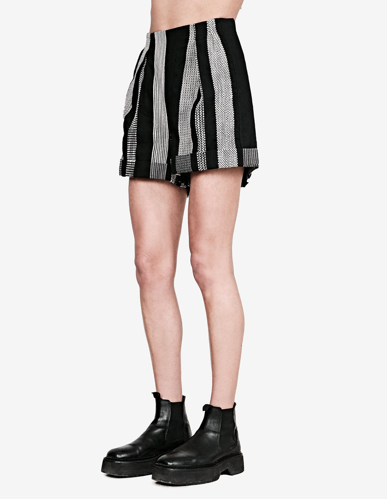 Pleated Striped Shorts