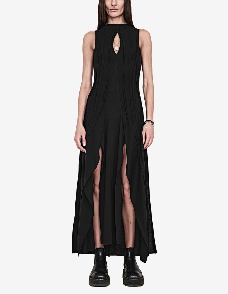 Plisse-Stitched Cutout Dress