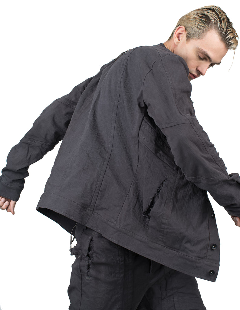 Destroyed Grey Denim Jacket