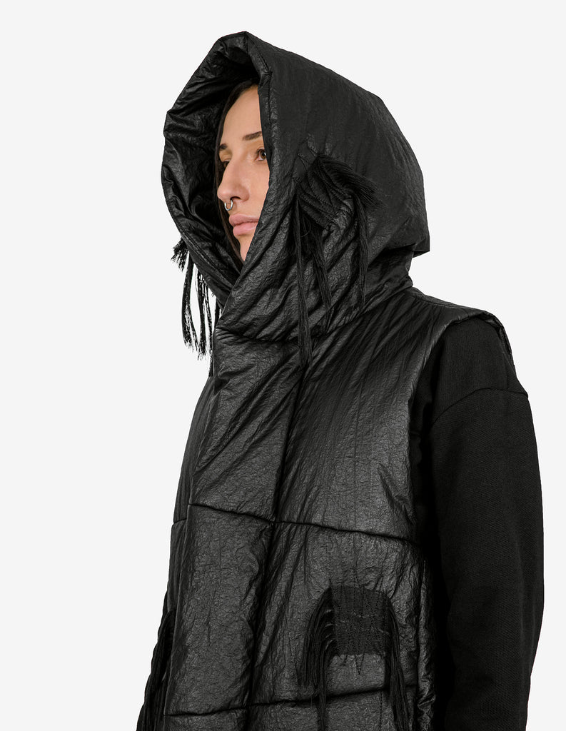 Fringed-Patches Hooded Vest