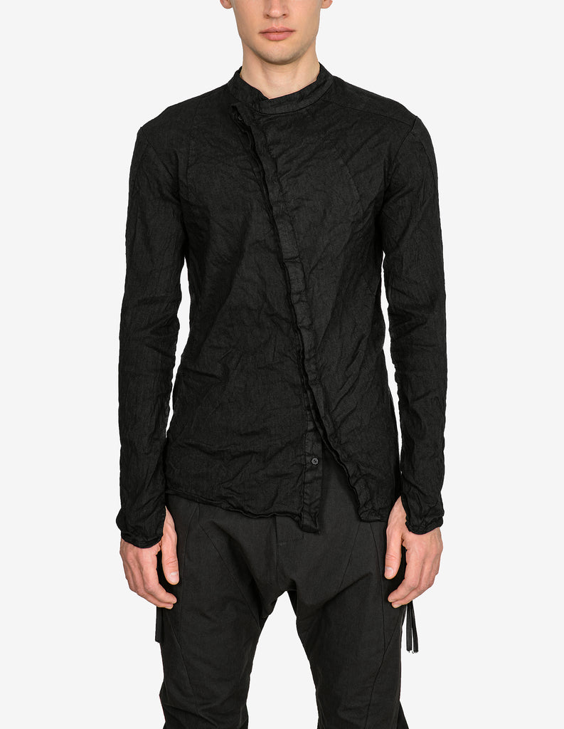 Asymmetric-Closure Linen Stretch Shirt
