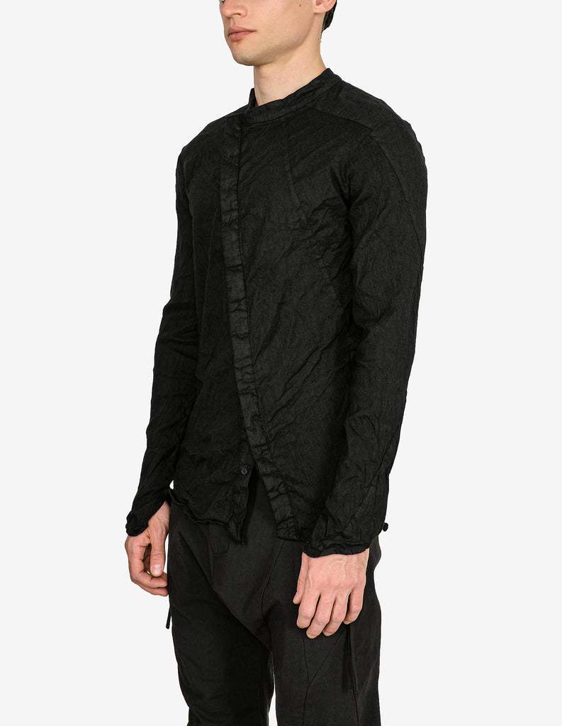 Asymmetric-Closure Linen Stretch Shirt