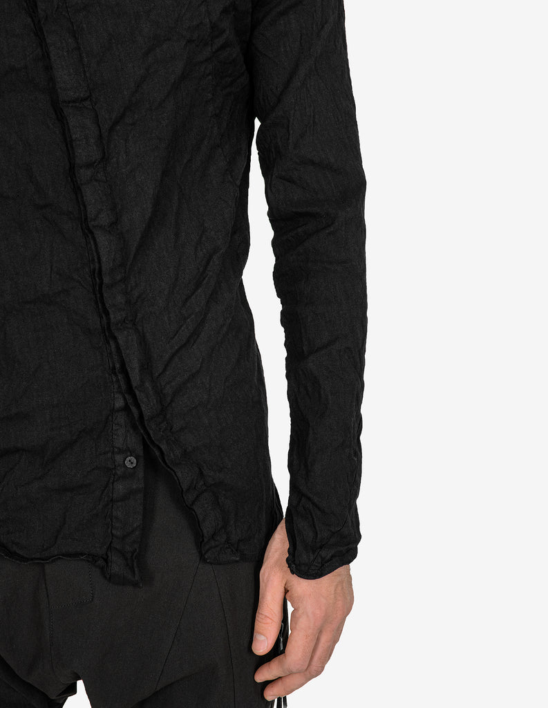 Asymmetric-Closure Linen Stretch Shirt