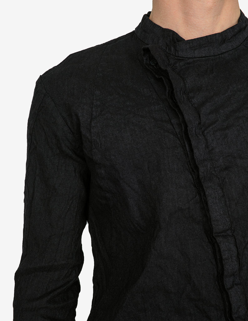 Asymmetric-Closure Linen Stretch Shirt