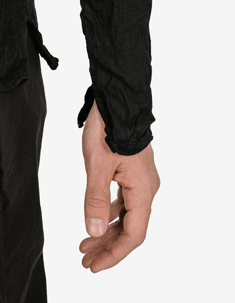 Asymmetric-Closure Linen Stretch Shirt