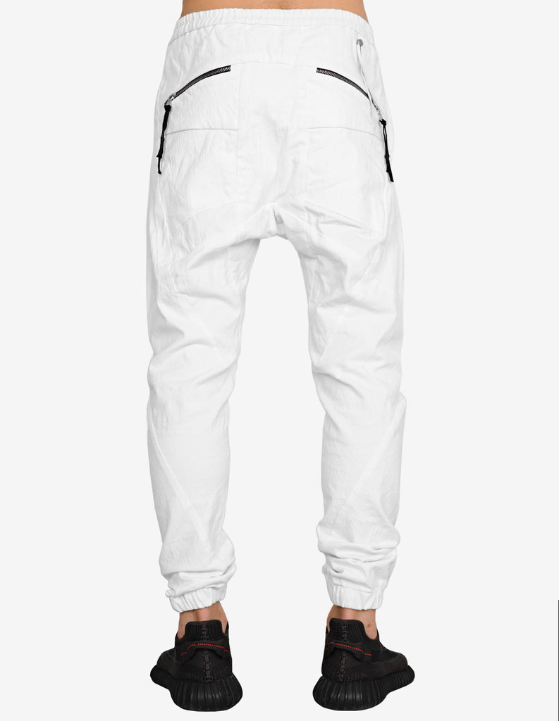 Zip-Pocket Denim Stretch Pants