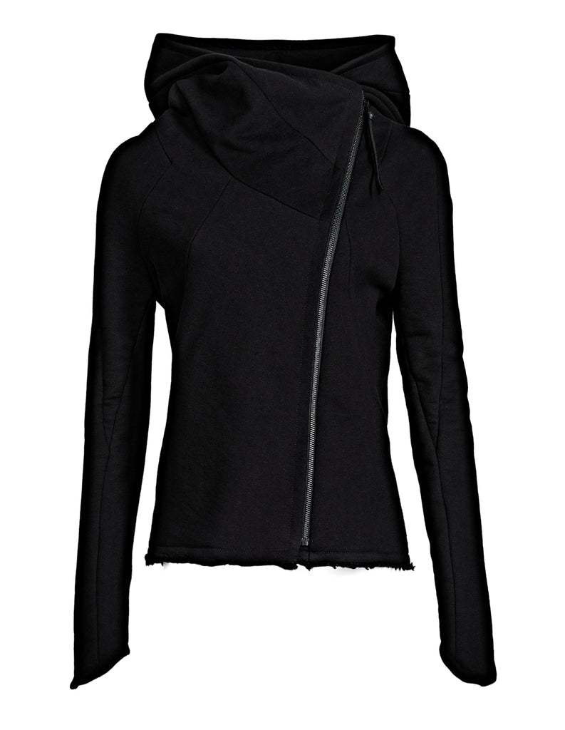 Asymmetric Zip Cotton Hoodie 