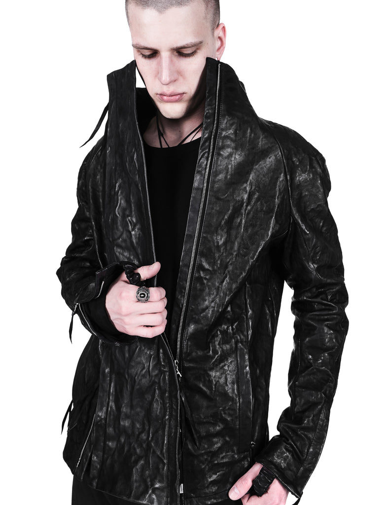 Textured Bondage Leather Jacket