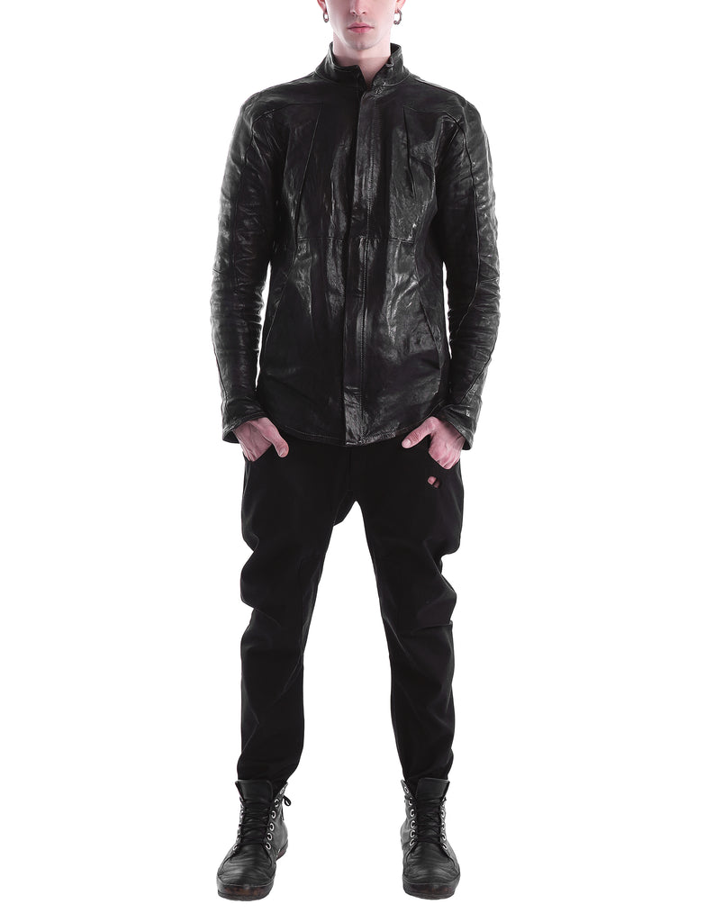 Structured Seamed Leather Jacket