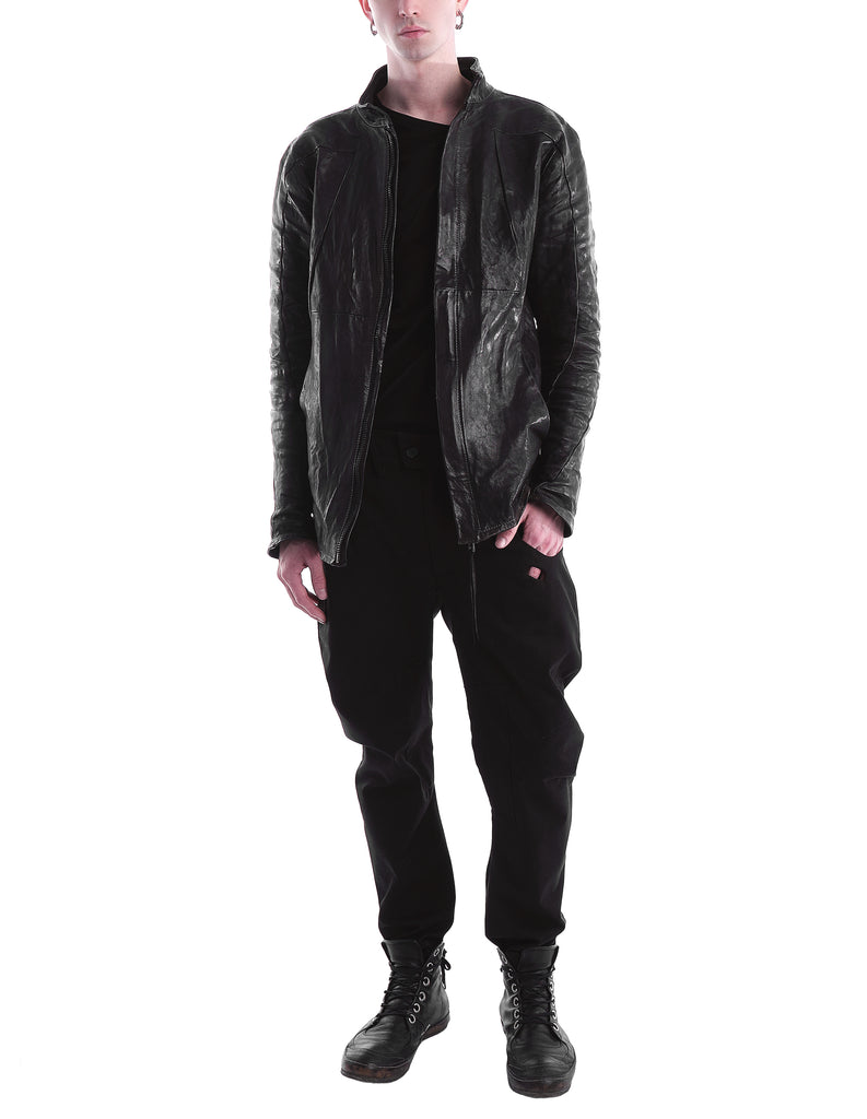 Structured Seamed Leather Jacket