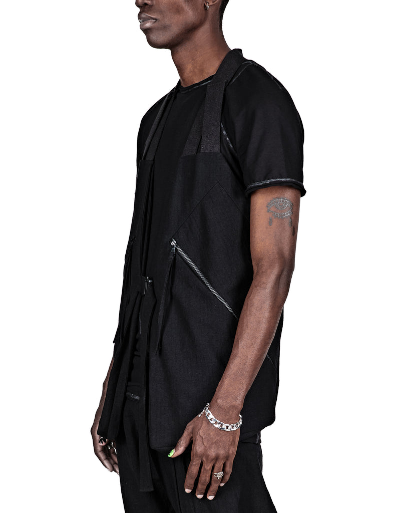 Linen-Blend Buckle Vest