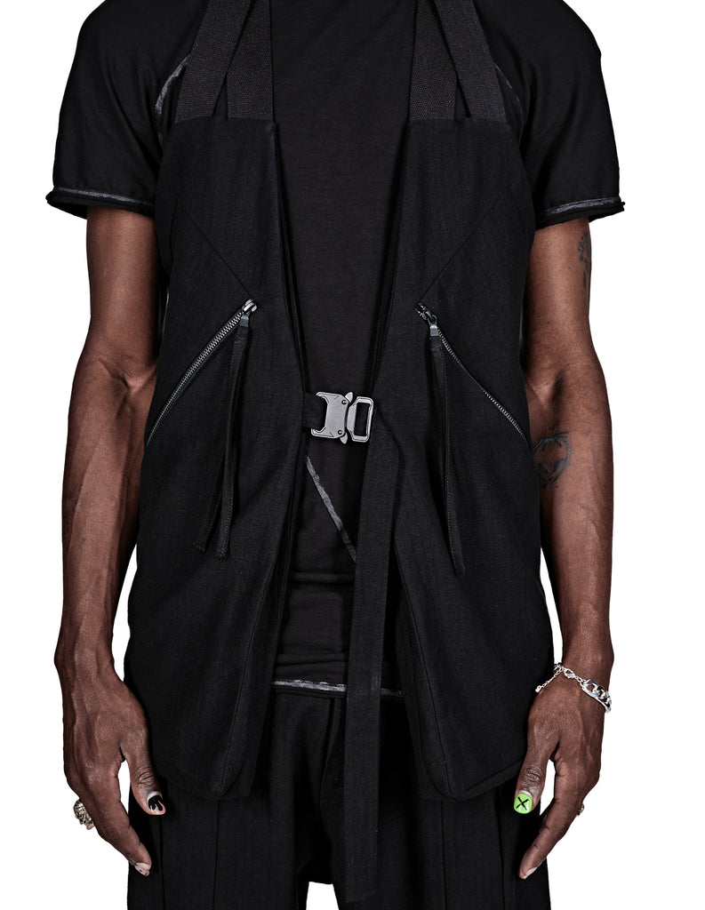 Linen-Blend Buckle Vest