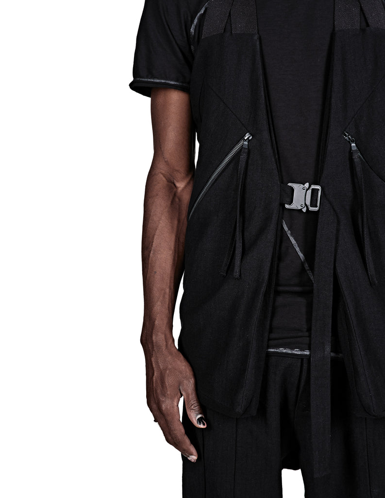 Linen-Blend Buckle Vest