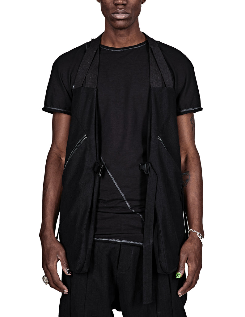 Linen-Blend Buckle Vest