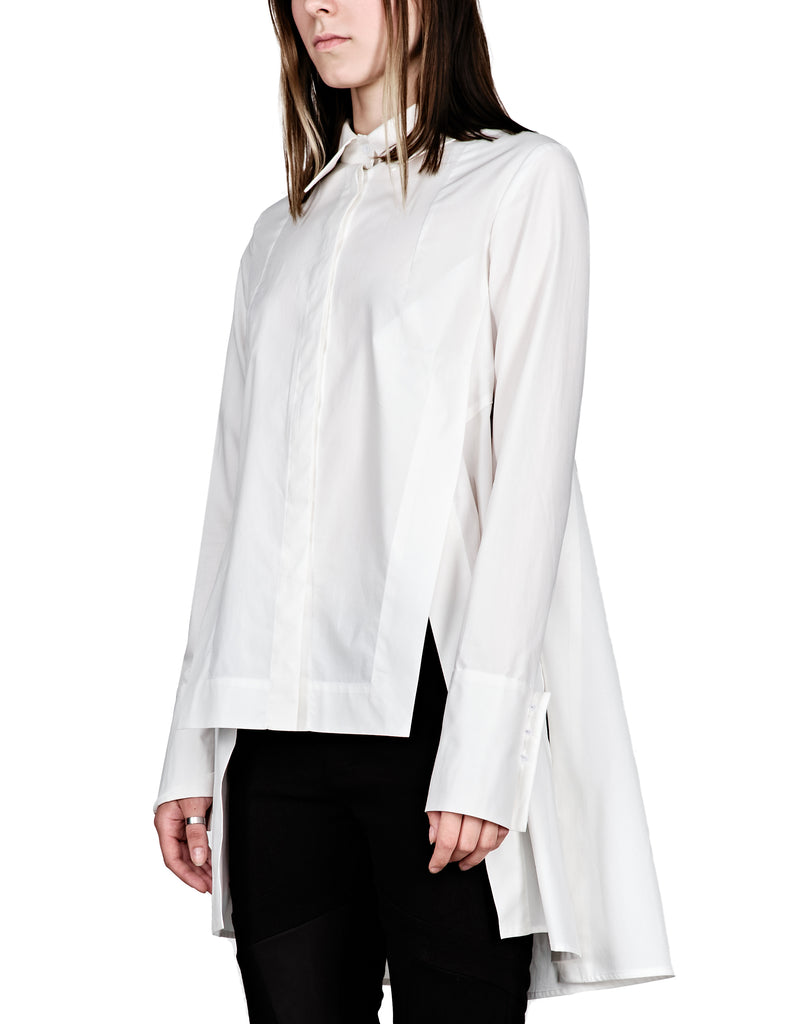 Step-Hem Cotton-Poplin Shirt