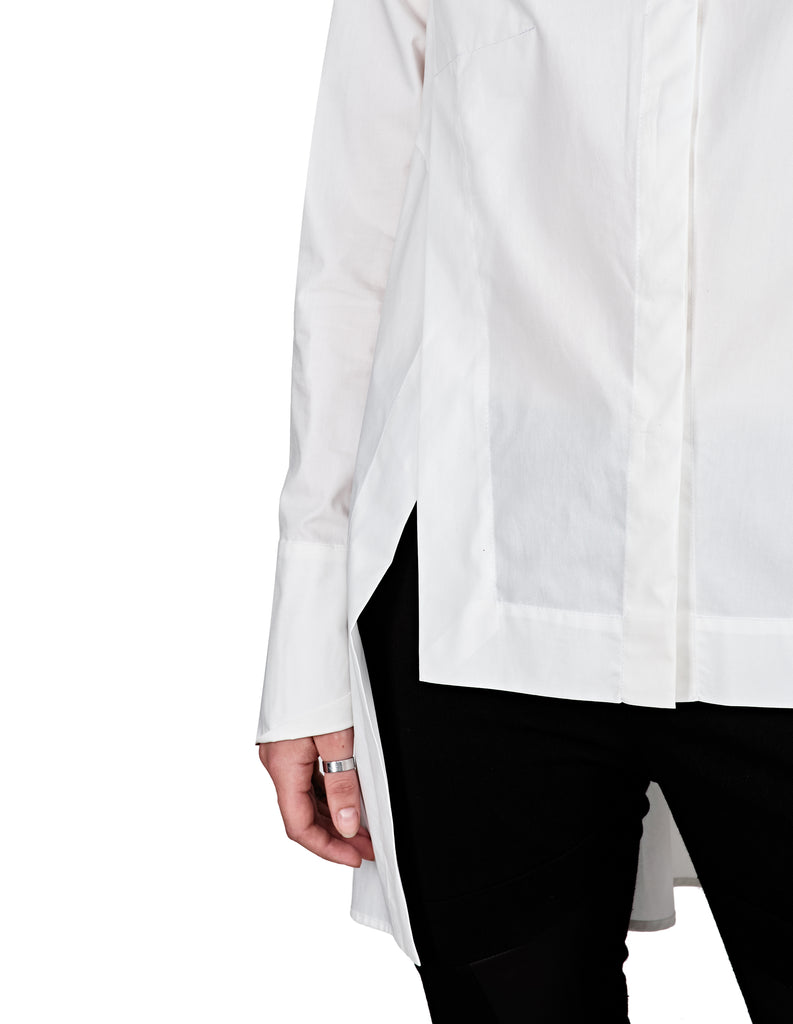 Step-Hem Cotton-Poplin Shirt