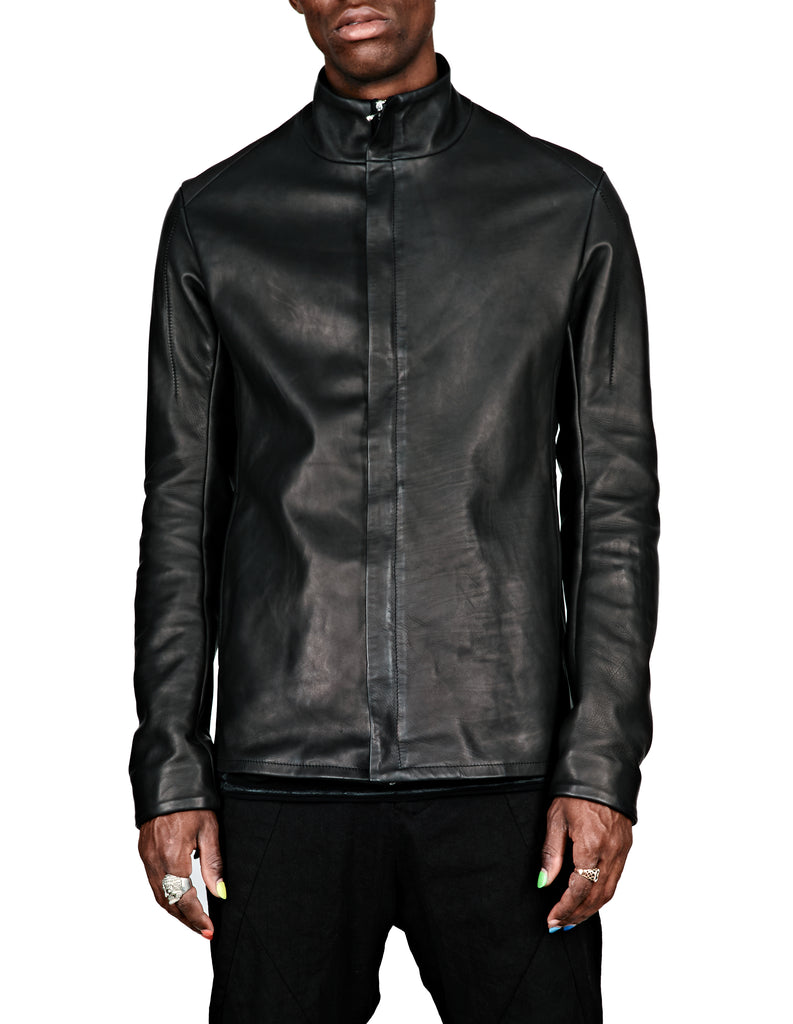 High Neck Leather Jacket