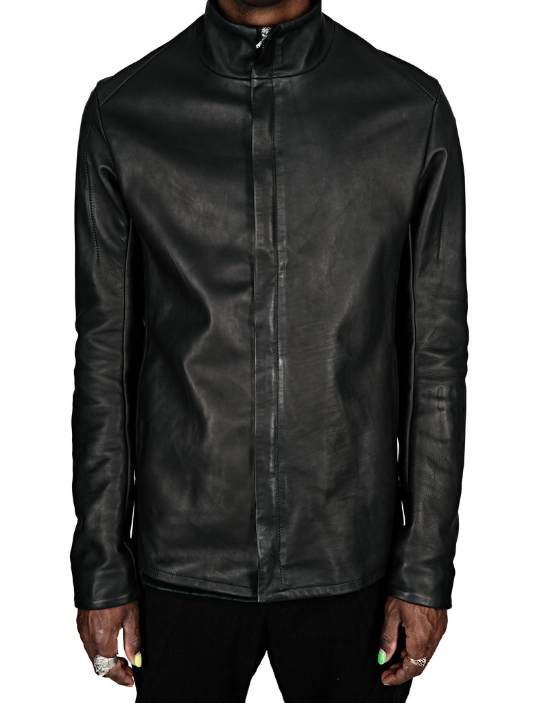 High Neck Leather Jacket