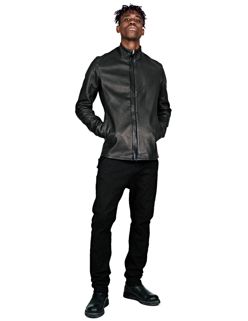High Neck Leather Jacket