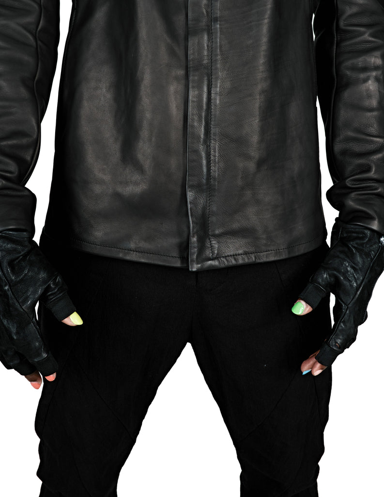 High Neck Leather Jacket