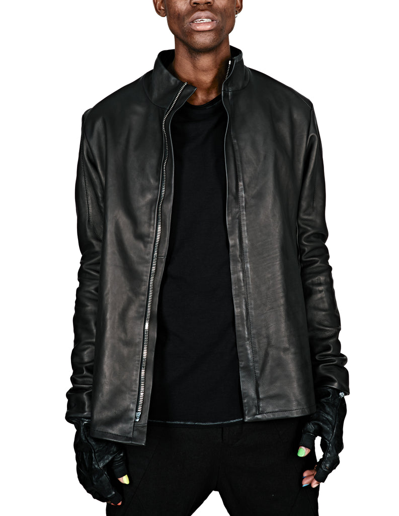 High Neck Leather Jacket