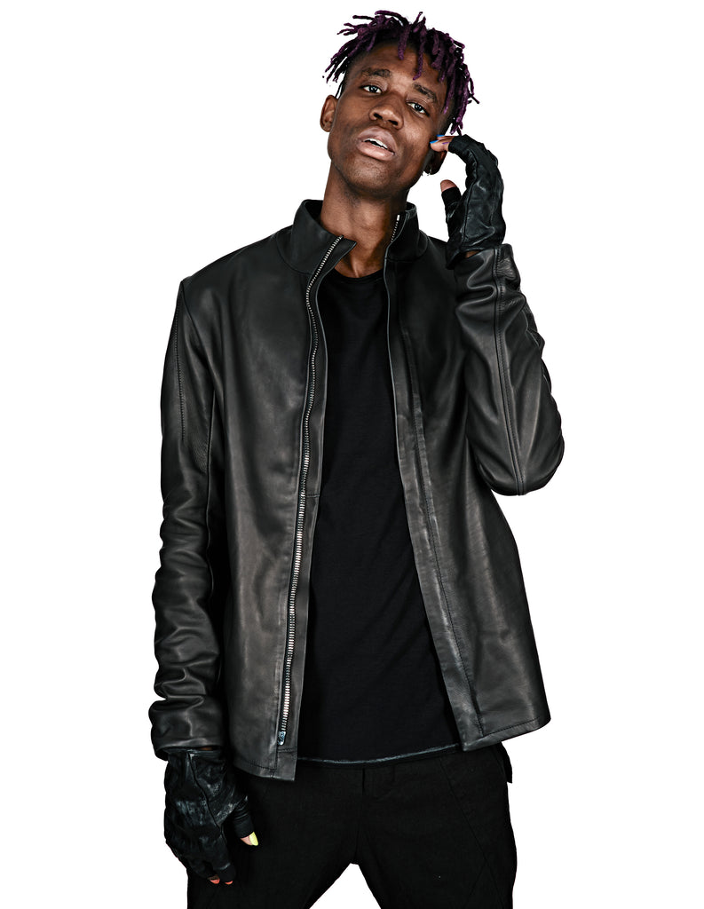 High Neck Leather Jacket