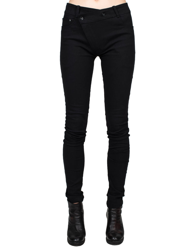 Asymmetrical Front Denim Pants