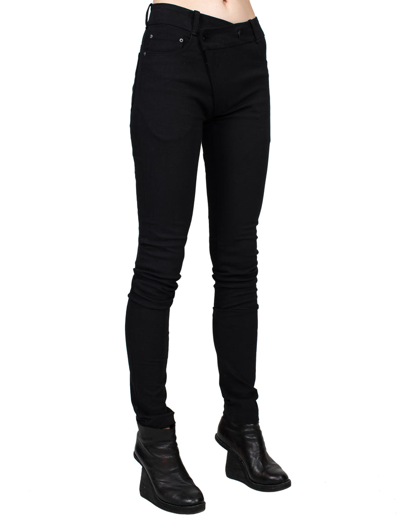Asymmetrical Front Denim Pants