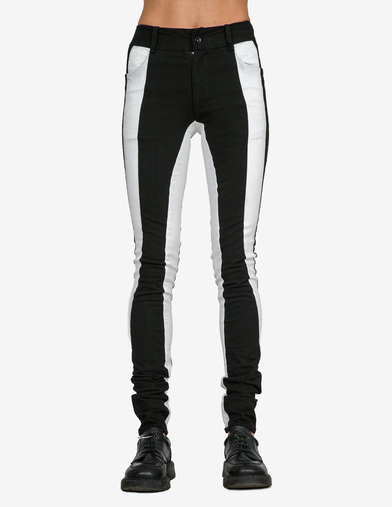 White-Patched Denim Pants
